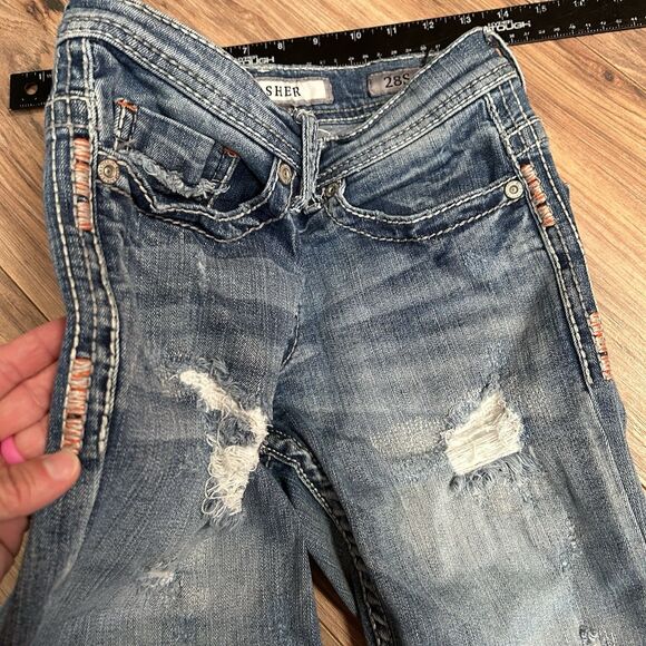 BKE Denim Jeans Womens 28S Blue "ASHER" Straight Leg Distressed Wash Washed - Picture 5 of 12